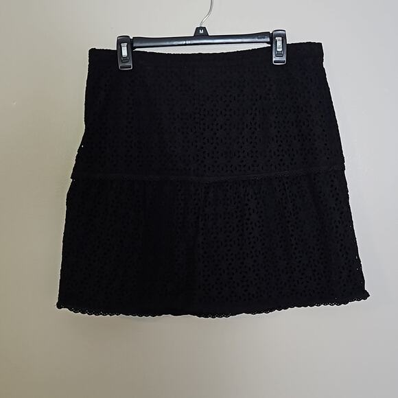 Laundry by Shelli Segal Black Eyelet Full Skirt Sz 10 - Picture 5 of 11